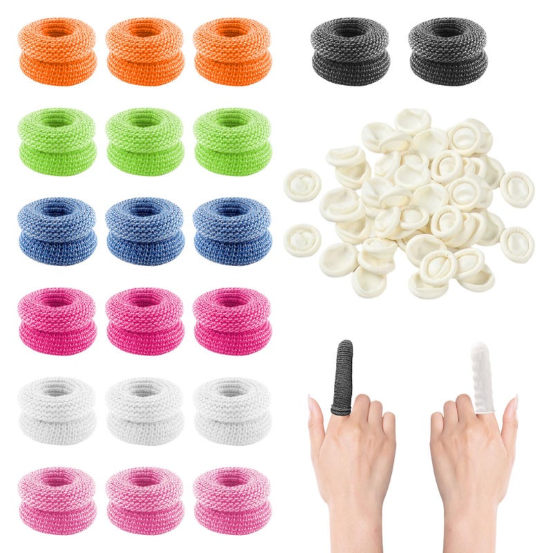 50 Pcs Finger Bandage,Including Cotton Finger Cots and Rubber Gloves,Finger Bandages Tubular,Finger Protectors,Used for Wound Support and Protection